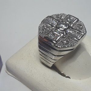 2ctw CZ Gents Cross & Screw Sterling 925 Ring13232